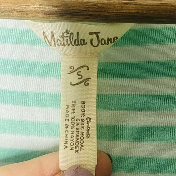 Matilda Jane Talk Tomorrow Top Small Womens Striped Polka Dot Hem - Picture 4 of 5